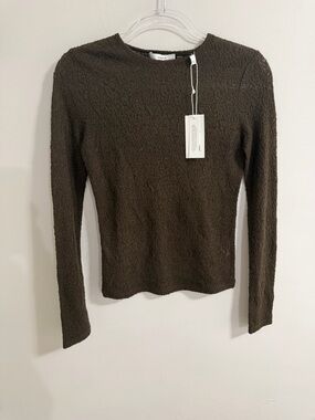 Vince Brown Textured Crew Neck Top
